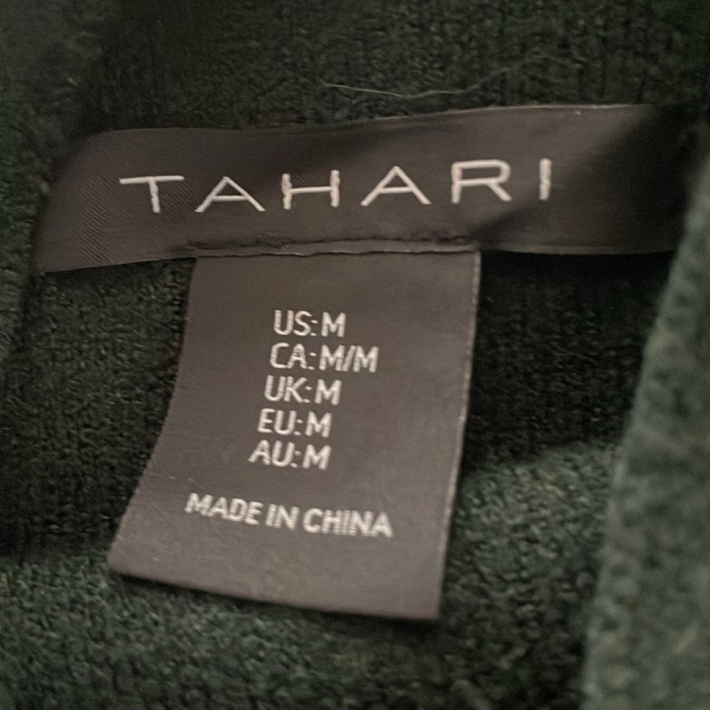 Tahari Pine Green Turtleneck Rhinestone Floral button L/Sleeves Sweater Medium - Picture 7 of 8